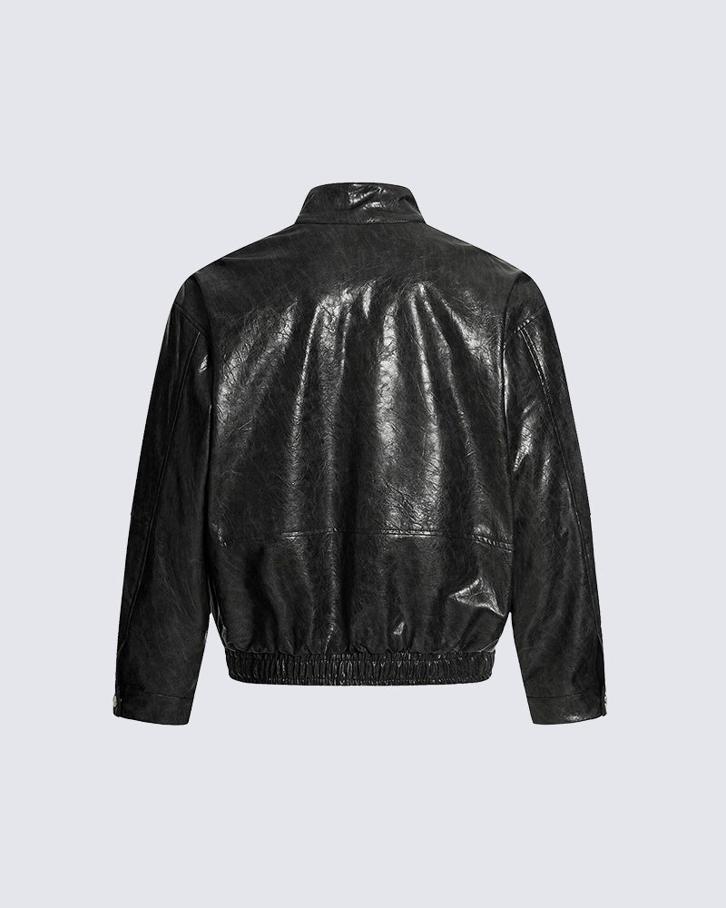 Old Money Style Boxy Vintage Biker Jacket