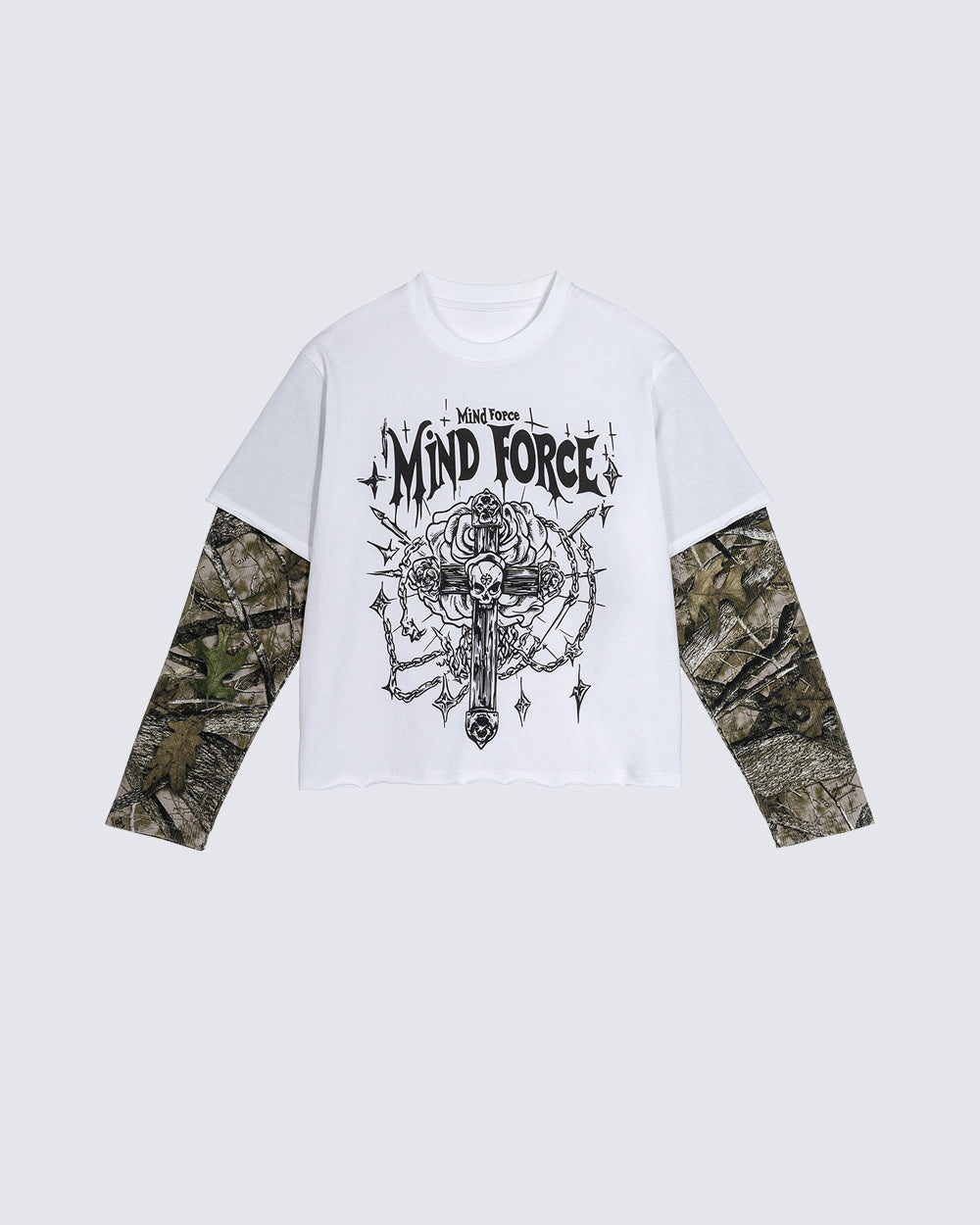 Graphic Camo Sleeve Layered Tee