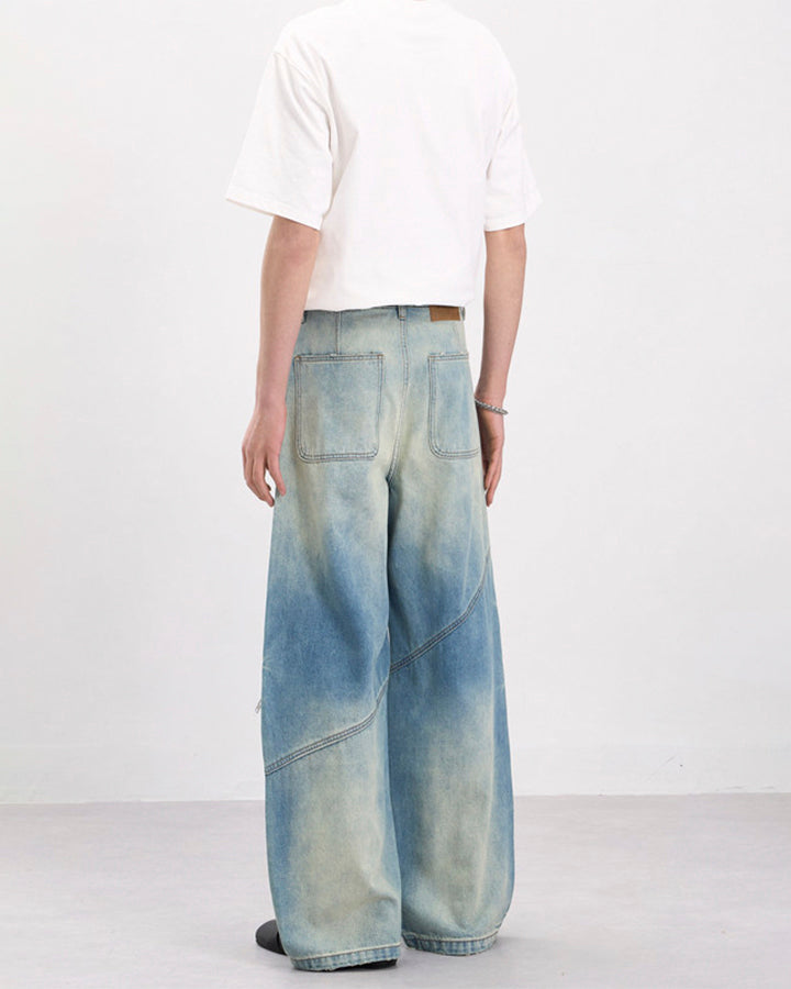 Washed Faded Distressed Irregular Denim