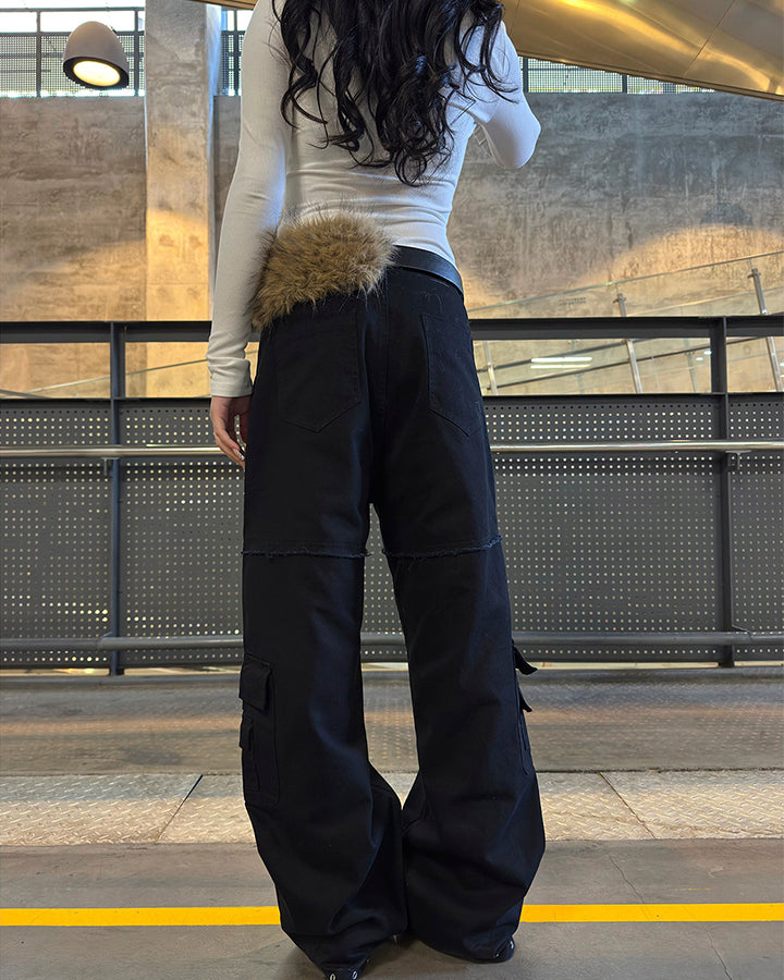 Heavy Washed Eyelet Cargo Pants