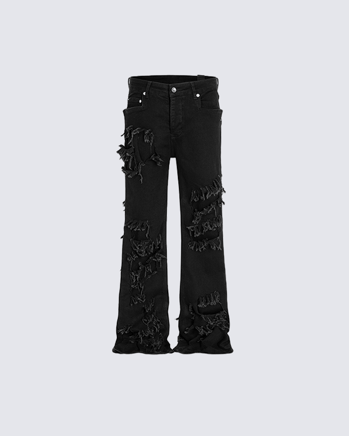 KIIKIO Grunge Black Distressed Jeans