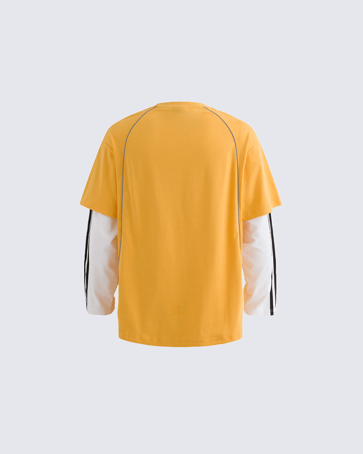 Contrast Sleeve Letter Print Street Style Long Sleeve T-Shirt