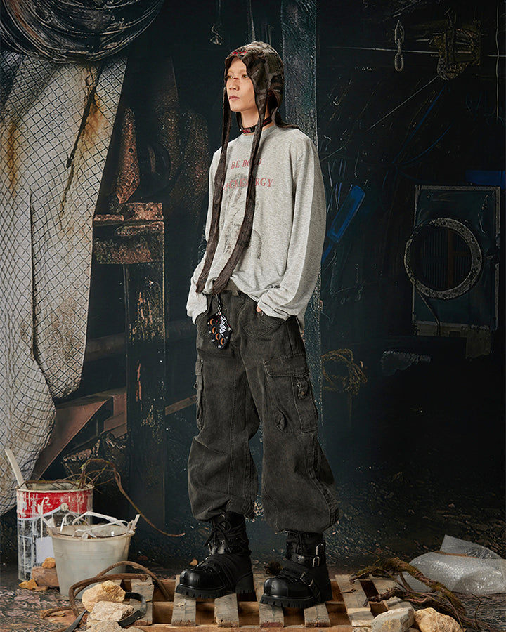 Side Drawstring Pleated Design Long Pants