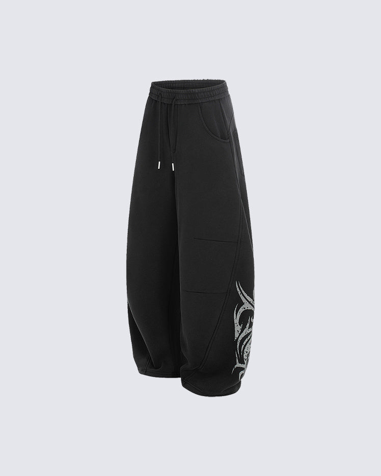 New Tribal Print Wide-Leg Sweatpants
