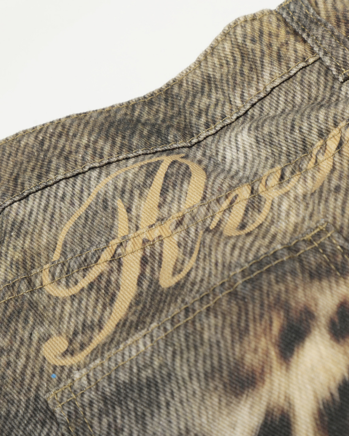Retro Street Washed Leopard Balloon Jeans