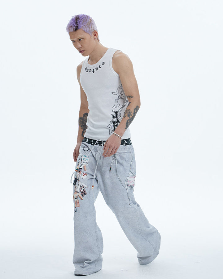 American Street Hip-Hop Slim Cross Tank Top New