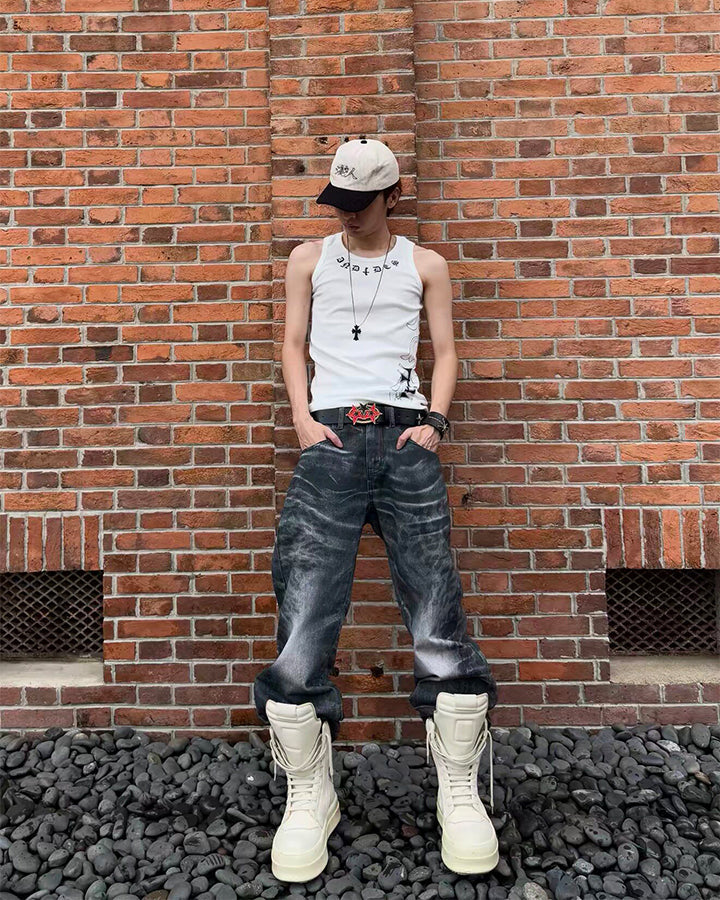 American Street Hip-Hop Slim Cross Tank Top New