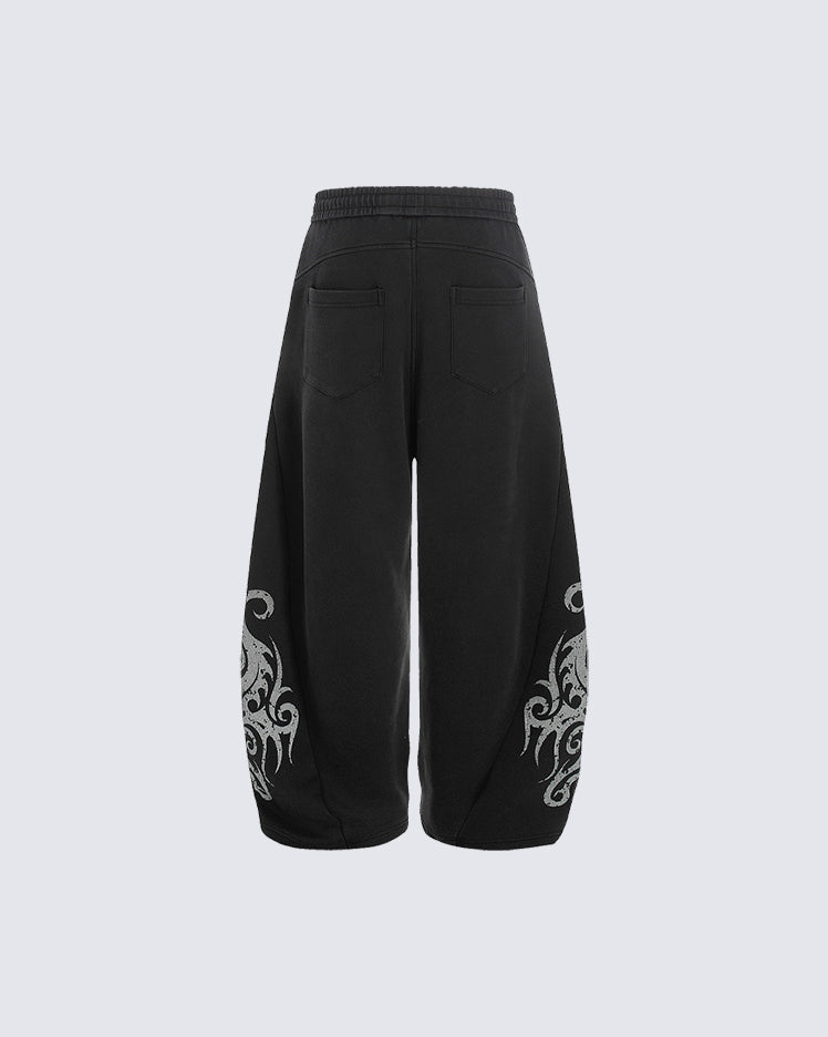 New Tribal Print Wide-Leg Sweatpants