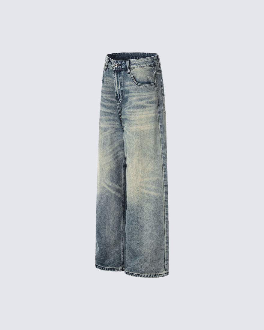 Vintage Washed Straight-Leg Jeans