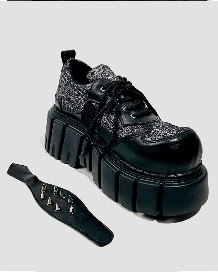 Chunky Studded Platform Lace Up Shoes
