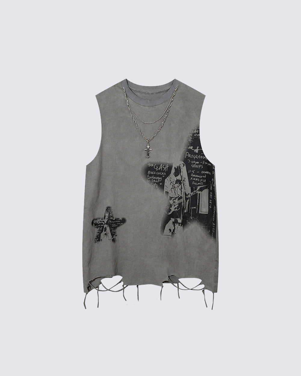 Distressed Graphic Street Sleeveless Tank