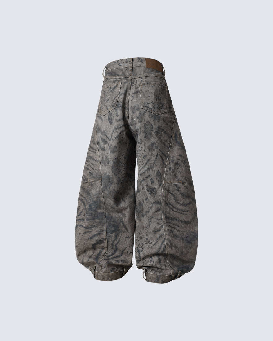 New Vintage Printed Wide-Legged Jeans