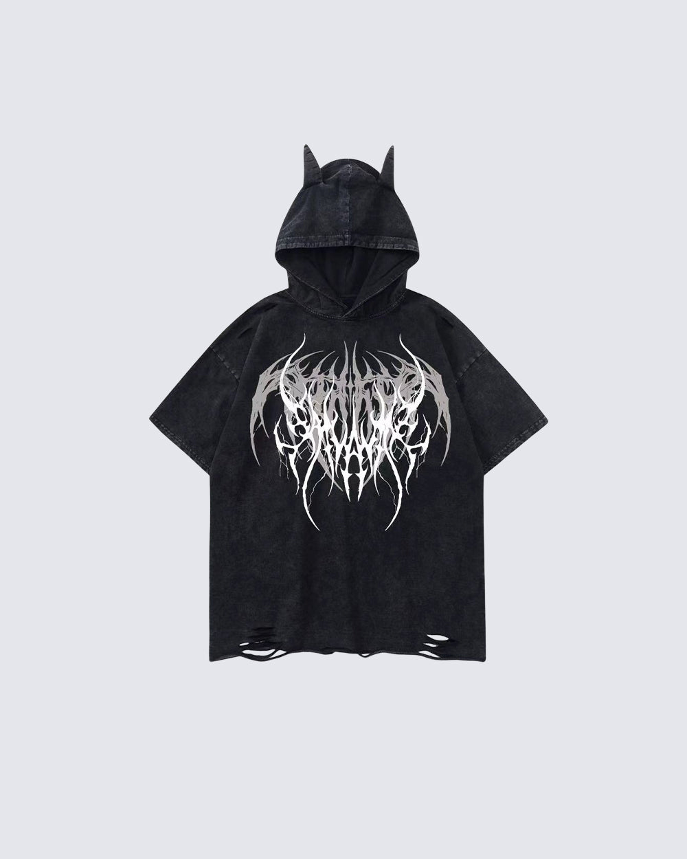 Gothic Hooded Skull Print T-shirt
