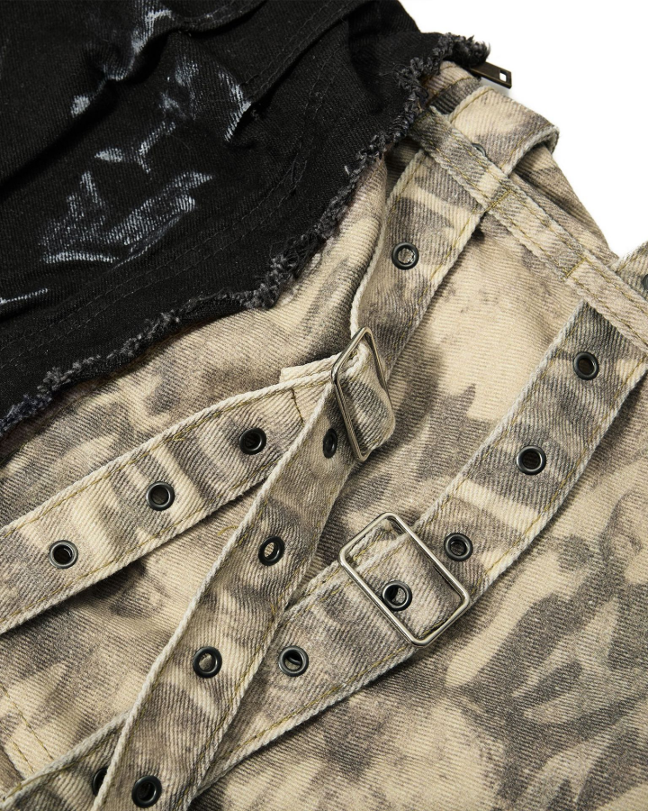 Retro Two-Tone Patchwork Split-Pocket Pants