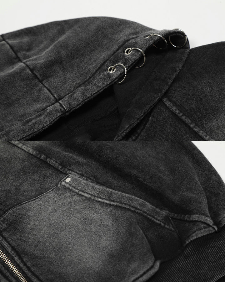 Vintage Washed Zip Hooded Sweatshirt