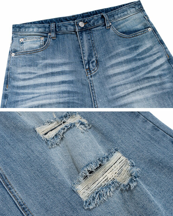Distressed Denim Cropped New Shorts