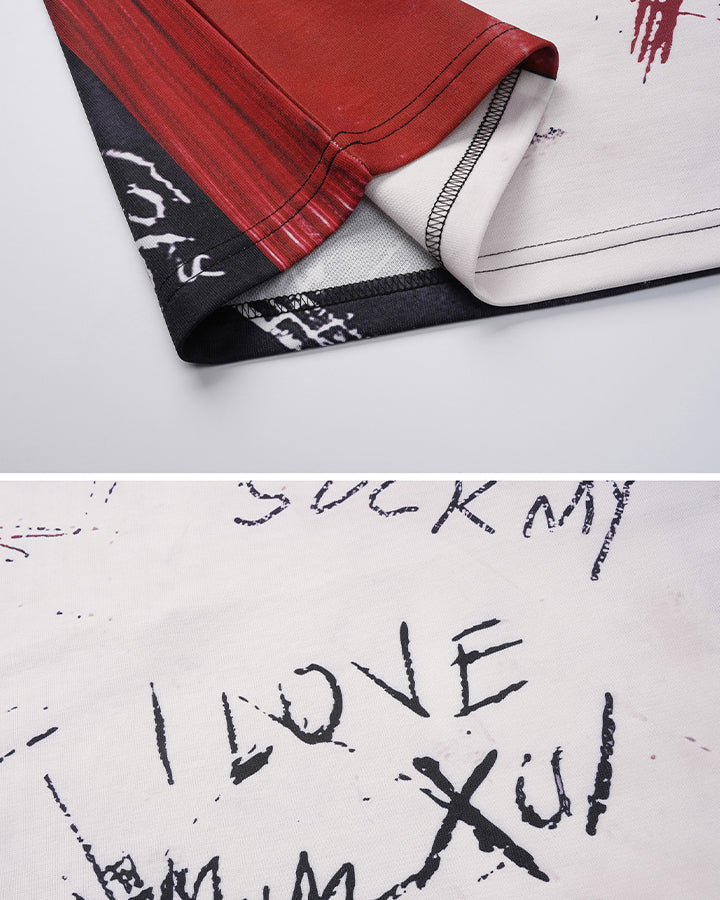 New Minimal Graffiti Contrast Casual T-Shirt