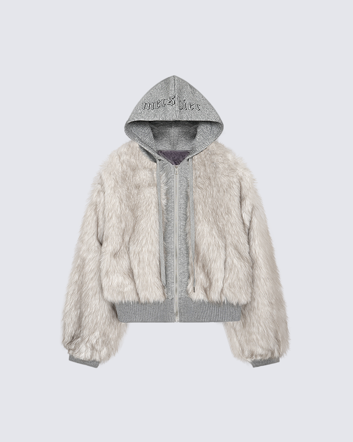 Faux Fur Layered Hooded Jacket
