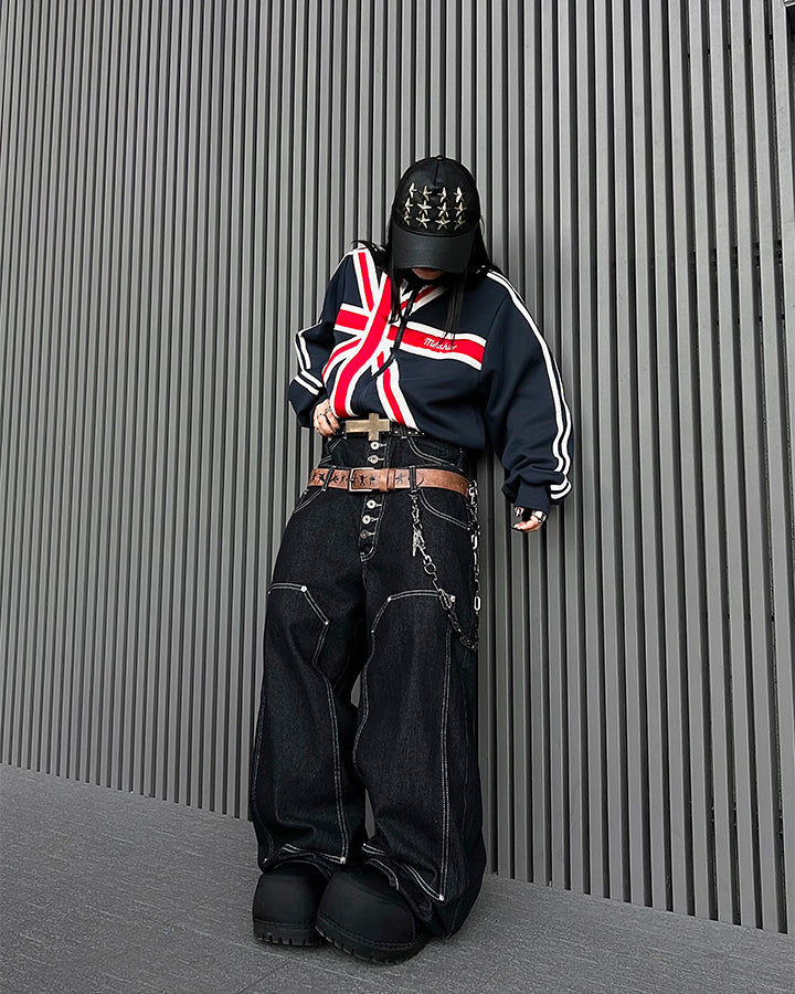 High Street Double Waistband Patchwork Pants