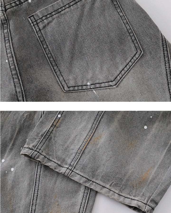 Vintage Paint Splatter Wide-Leg Jeans