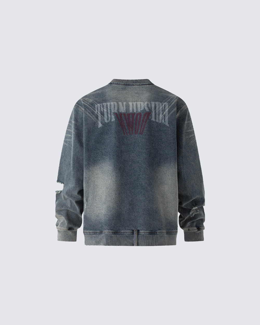 Vintage Washed Denim Bomber Jacket