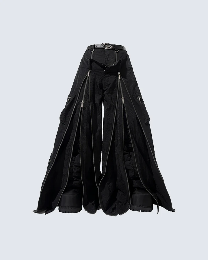 Futuristic Zipper Cargo Pants