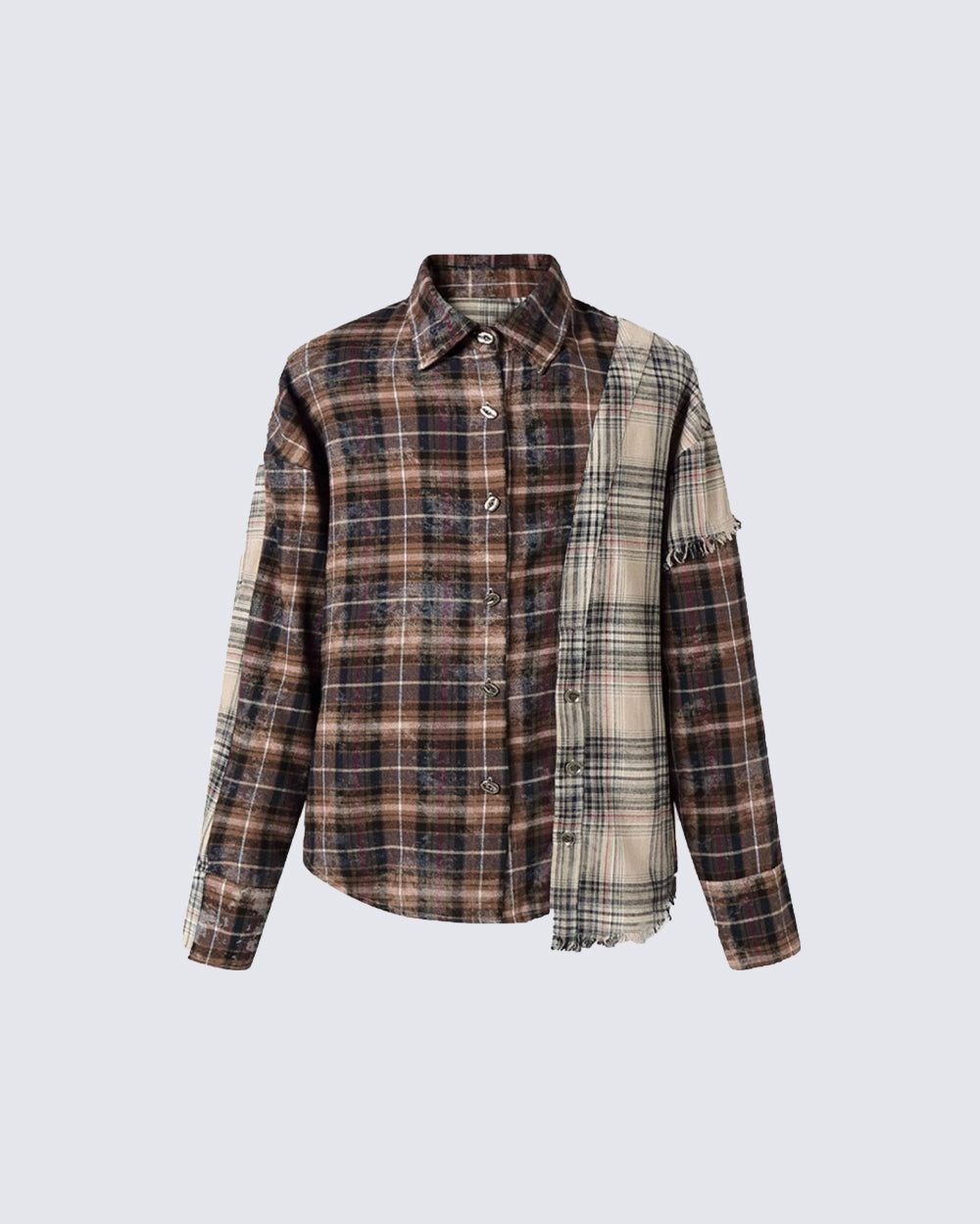 Patchwork Plaid Deconstructed Shirt