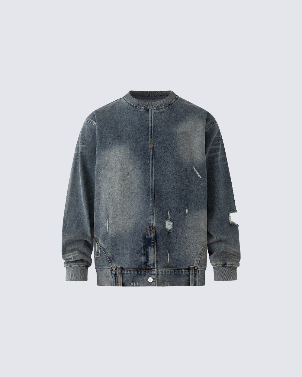 Vintage Washed Denim Bomber Jacket