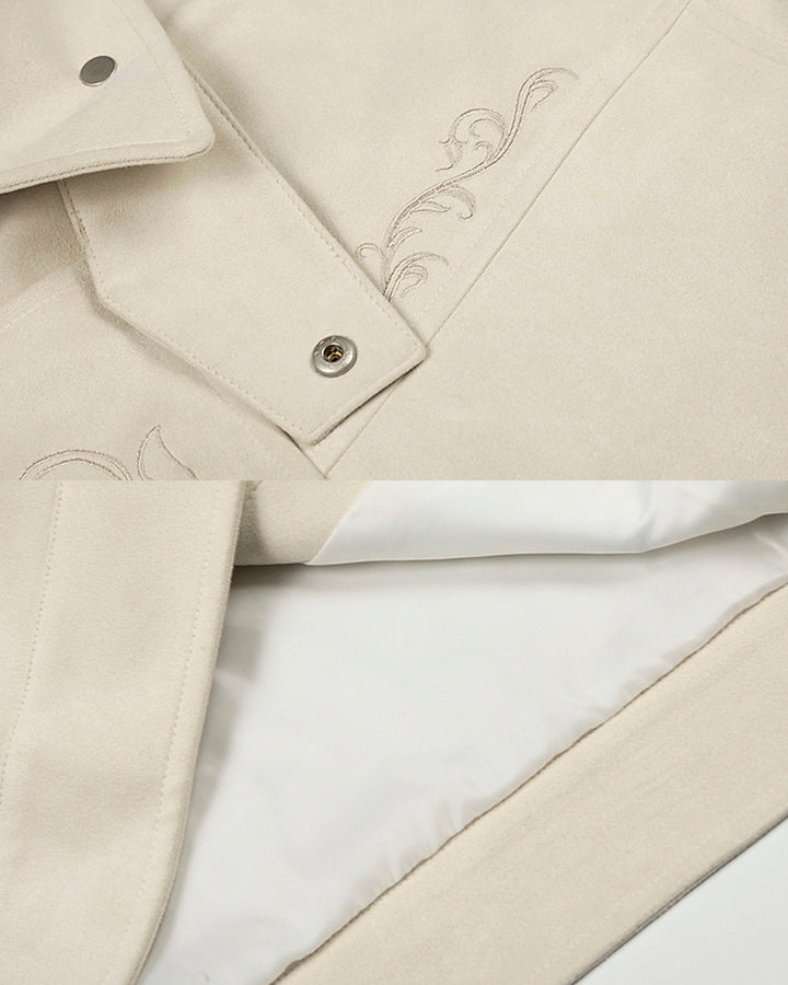 Stand Collar Buckle Embroidered Jacket