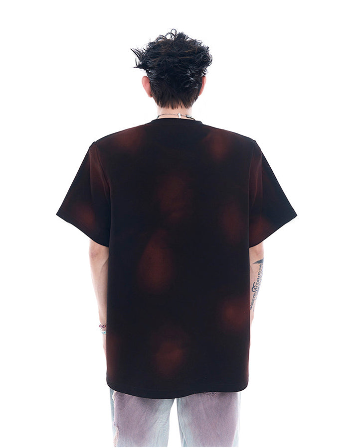 Dark Red Niche Heavy Spray Dye T-Shirt