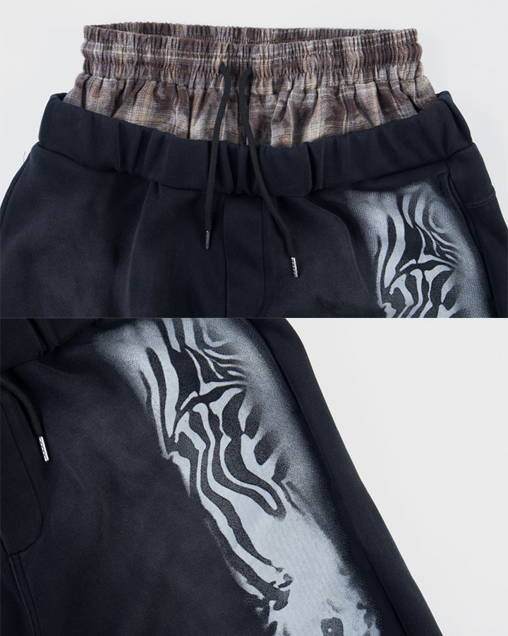 Animal Print Double Waistband Wide-Leg Sweatpants