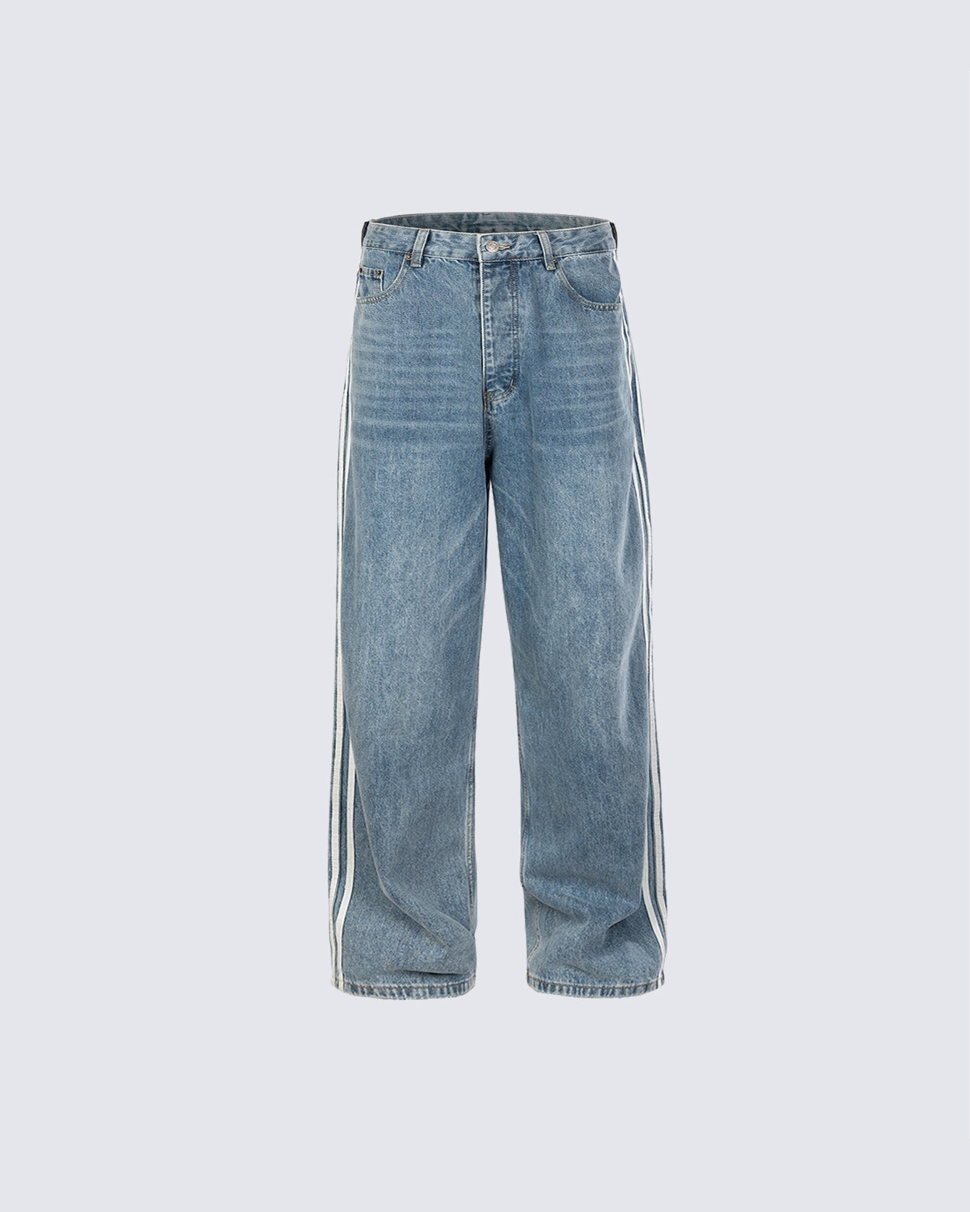 High Street Style Baggy Washed Denim Jeans