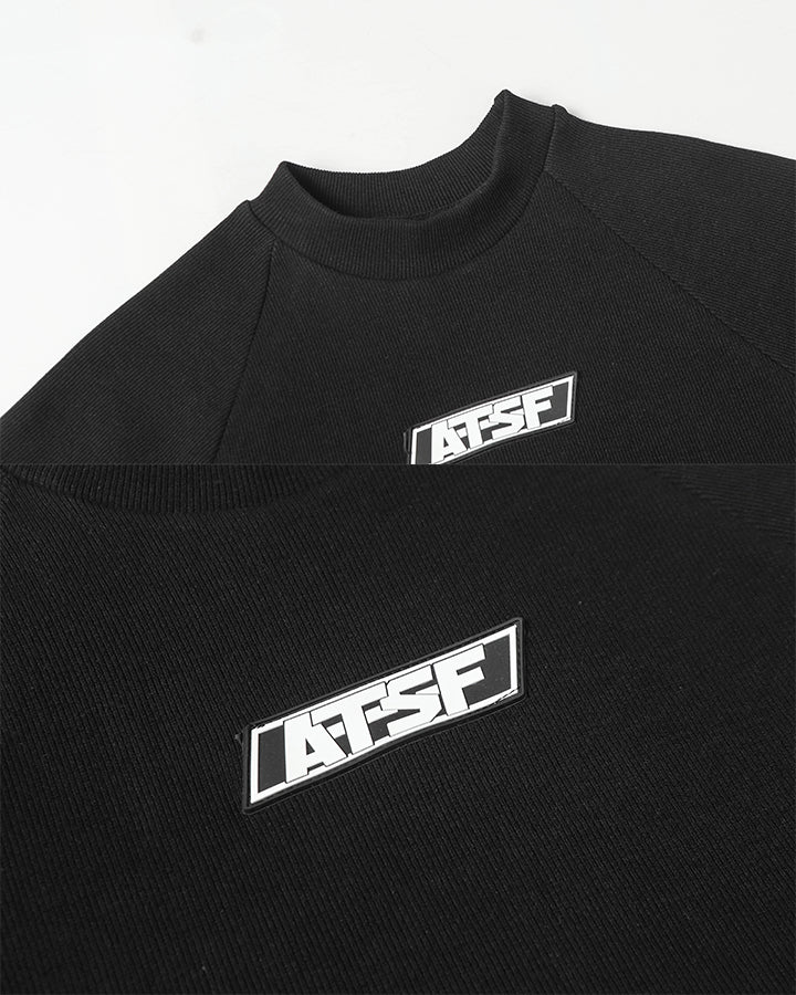 Logo Print Ribbed Knit T-Shirt