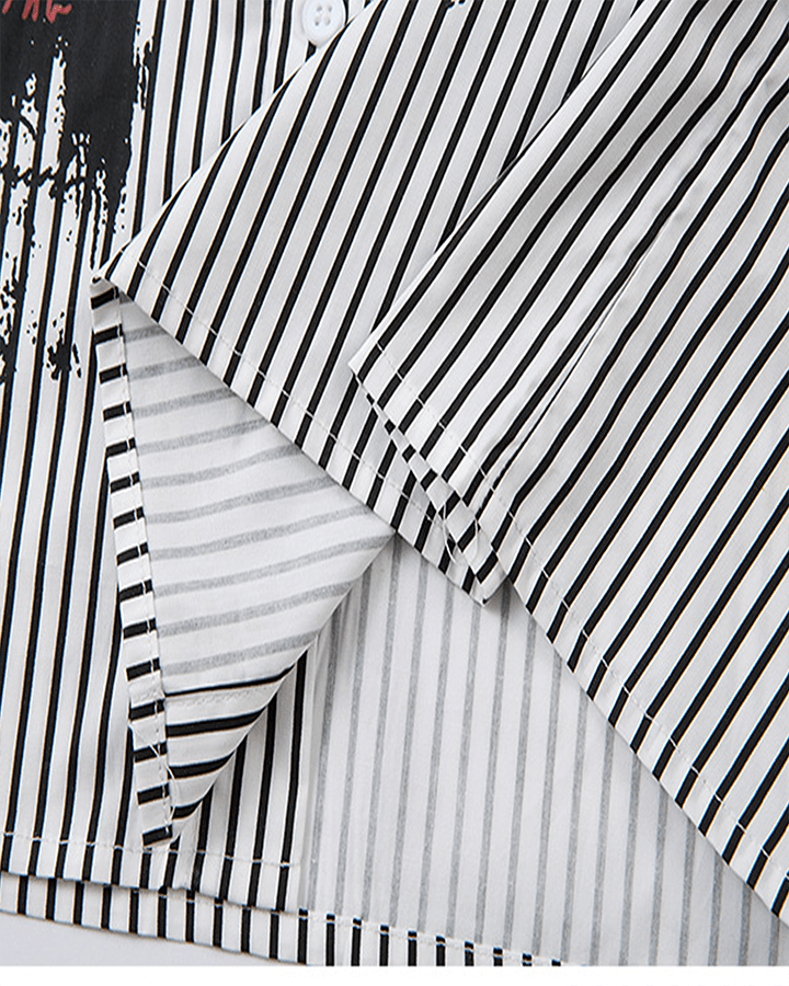 Gothic Graffiti Stripe Layered Shirt