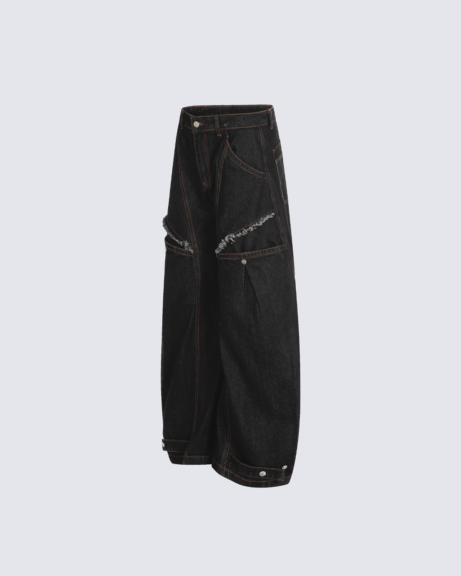 Contrast Stitch Distressed Denim Pants