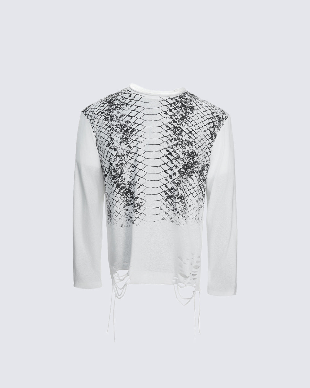 American Street Snake Print Distressed Long Sleeve T-Shirt
