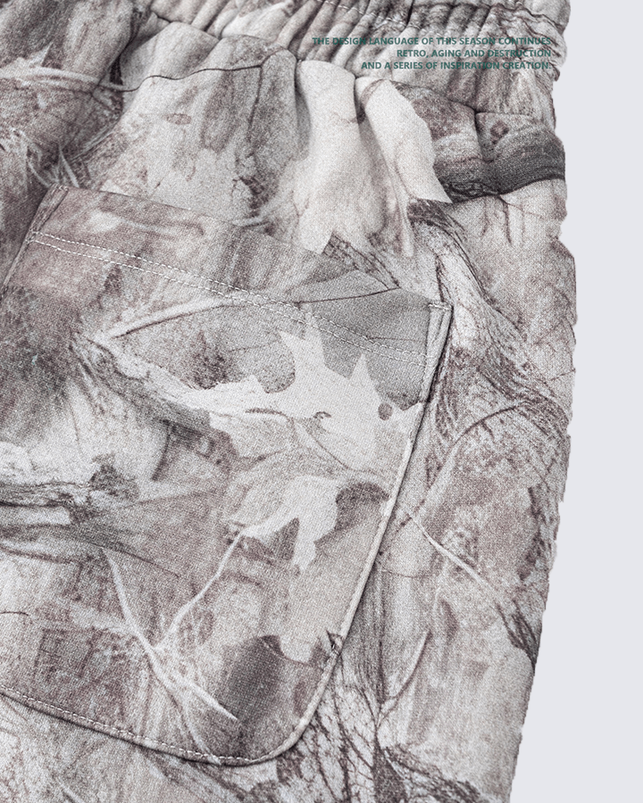 Fleece-Lined Camouflage Print Straight-Leg Pants