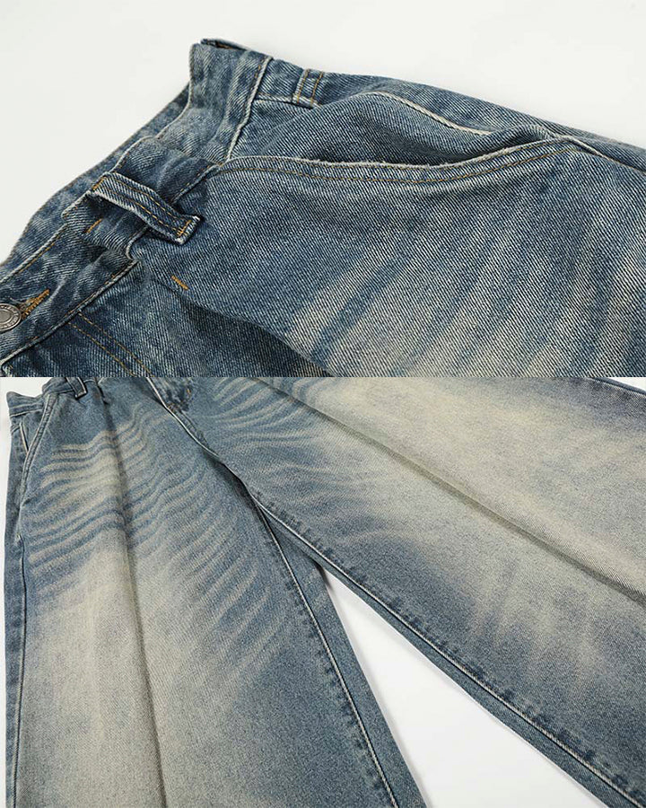 American Vintage Whiskered Washed Denim Jeans