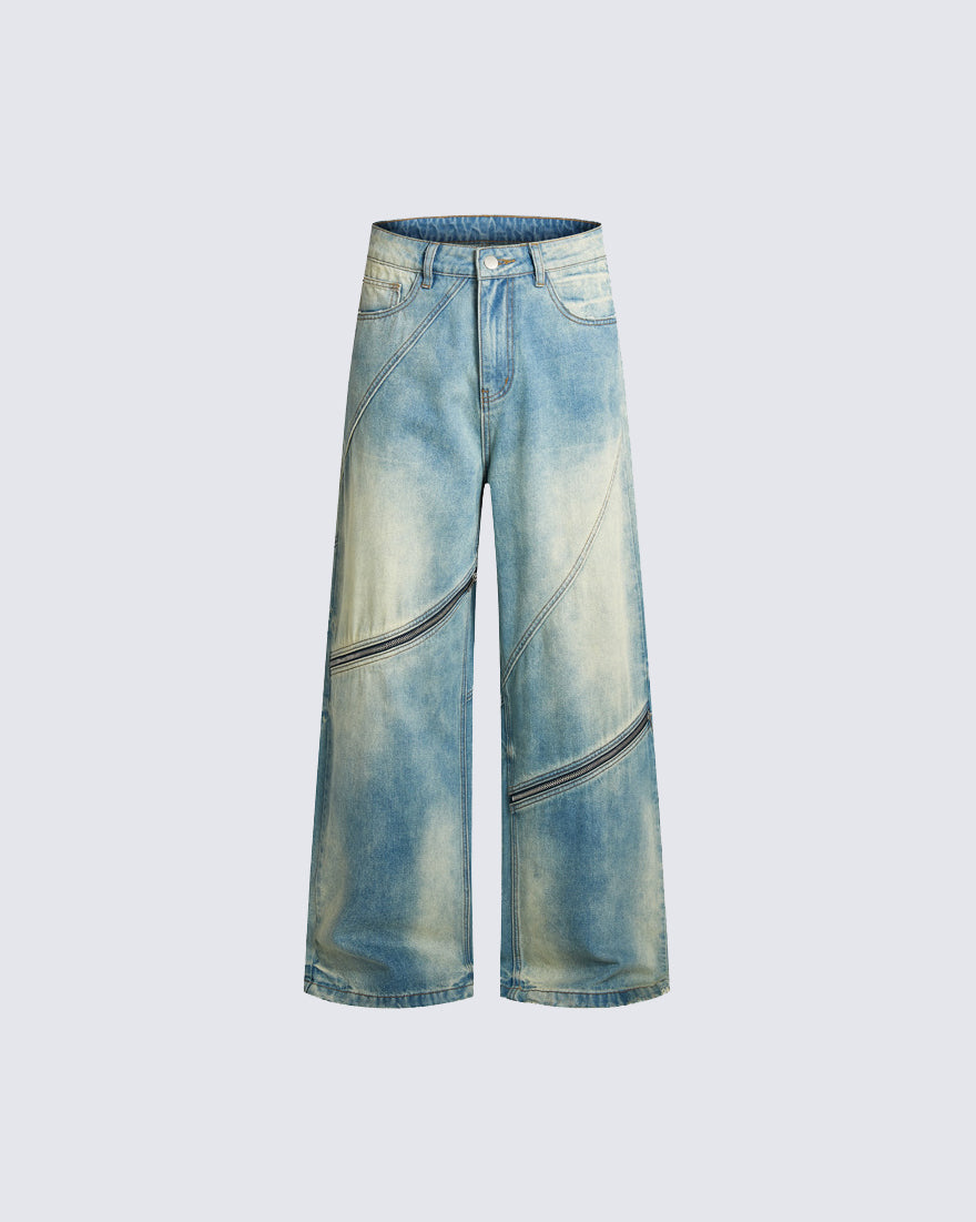 Washed Faded Distressed Irregular Denim