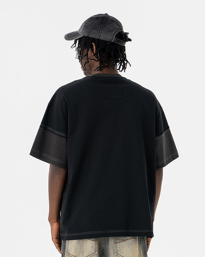 New Patchwork Panel Short Sleeve T-Shirt