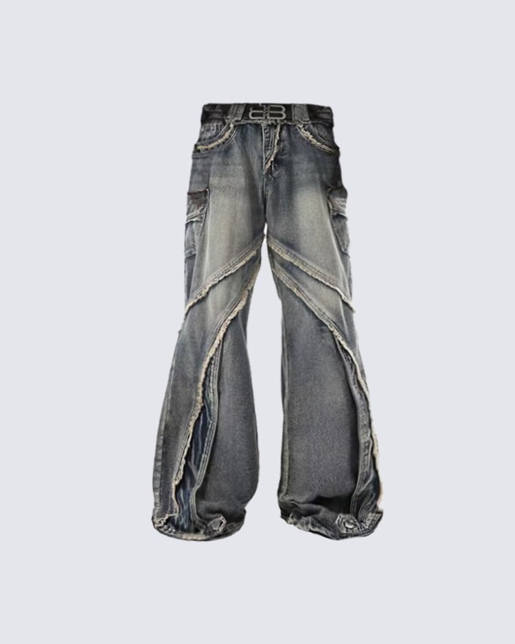 KIIKIO Vintage Raw Edge Jeans