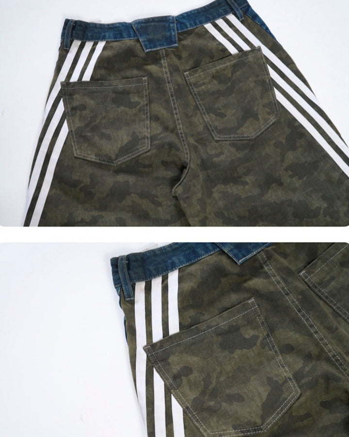 New Camouflage Washed Curved Straight-Leg Pants