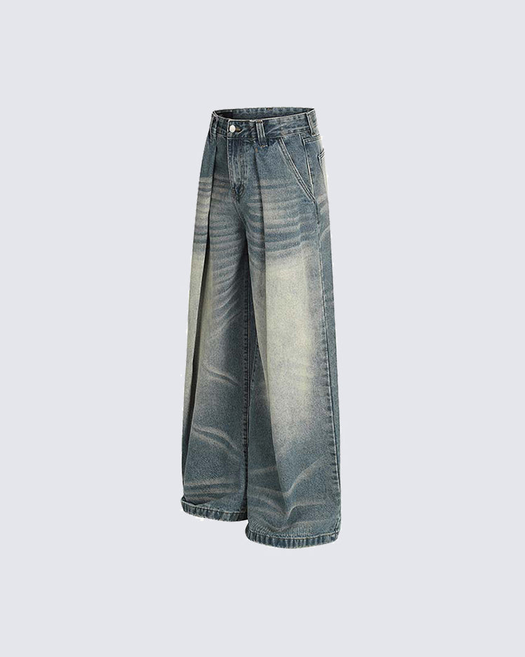 American Vintage Whiskered Washed Denim Jeans