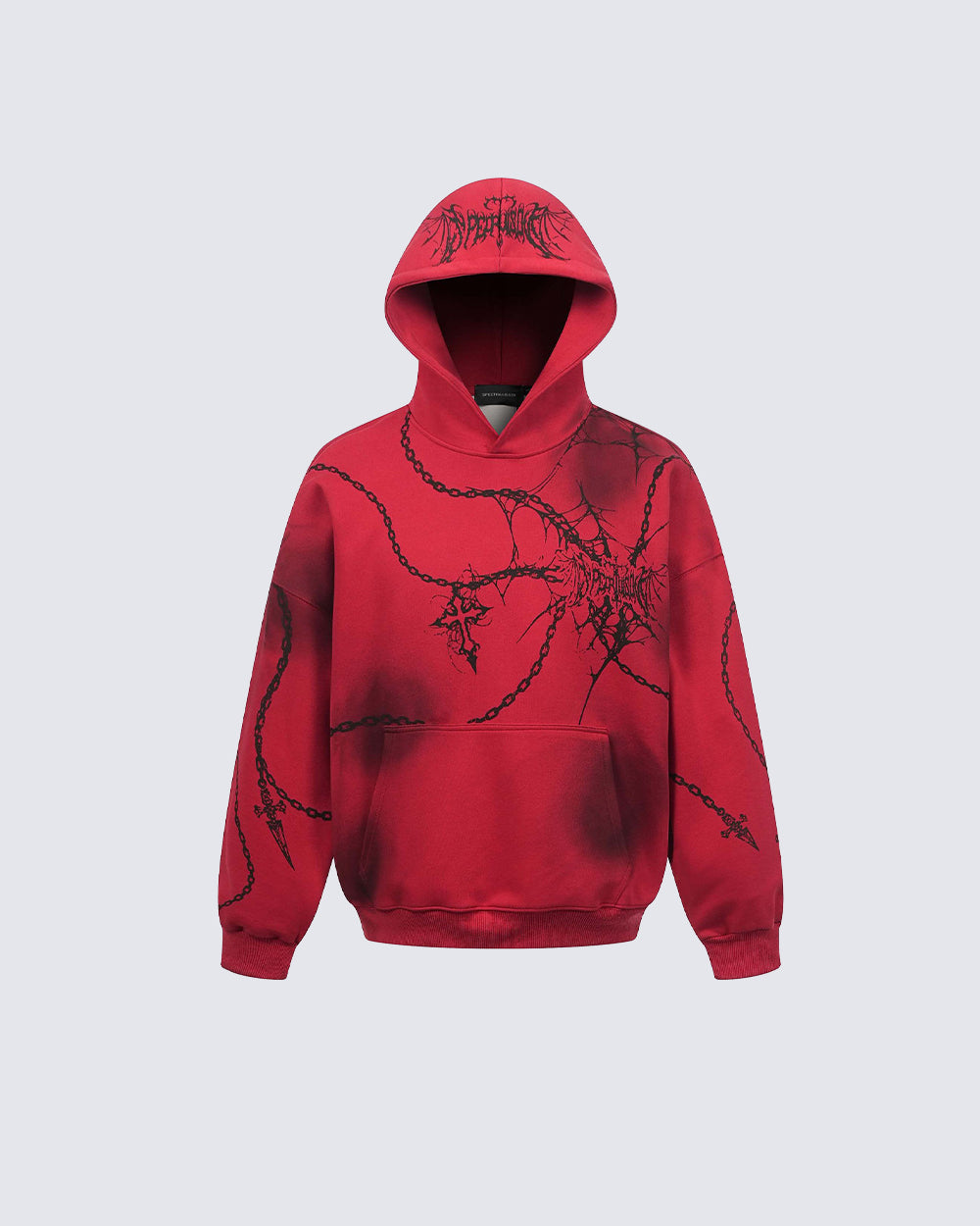 High-Street American Distressed Chain Cross Hoodie