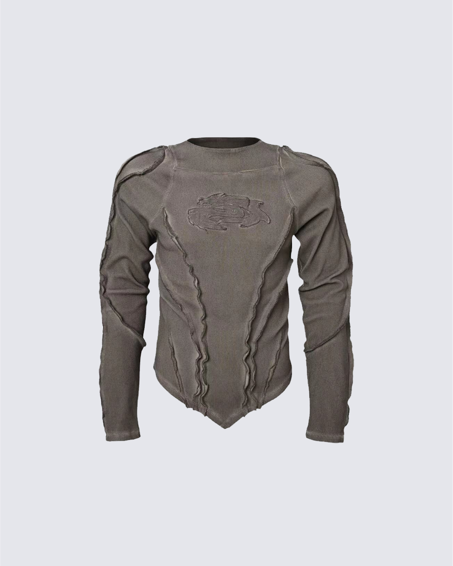 American Vintage Washed Distressed Moto Mecha Sweatshirt