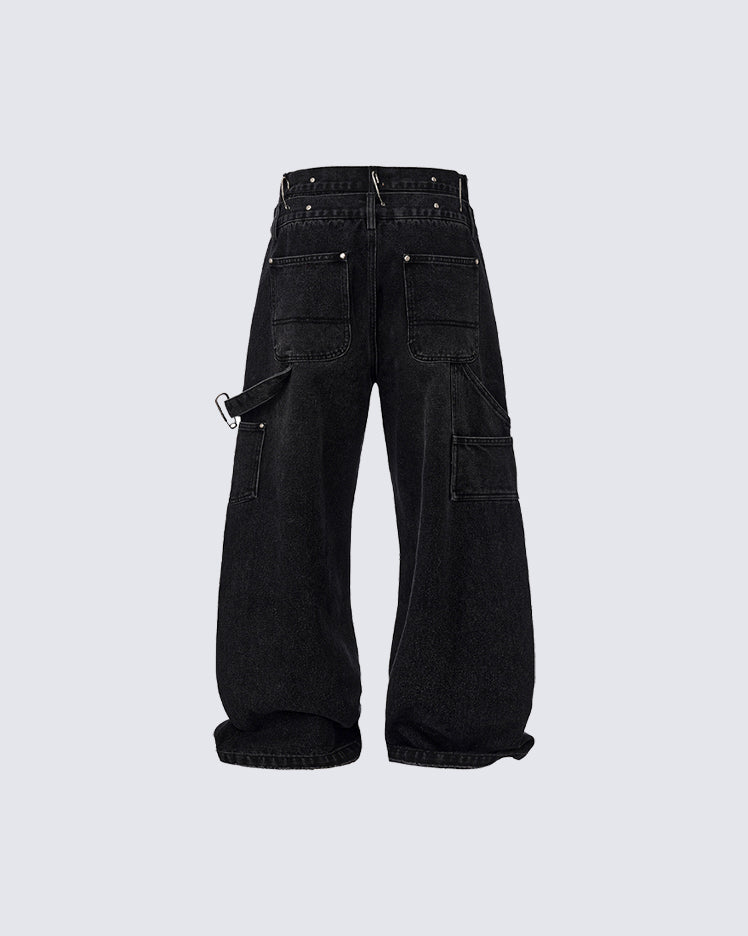 Double-Waist Heavy Patchwork Denim Pants