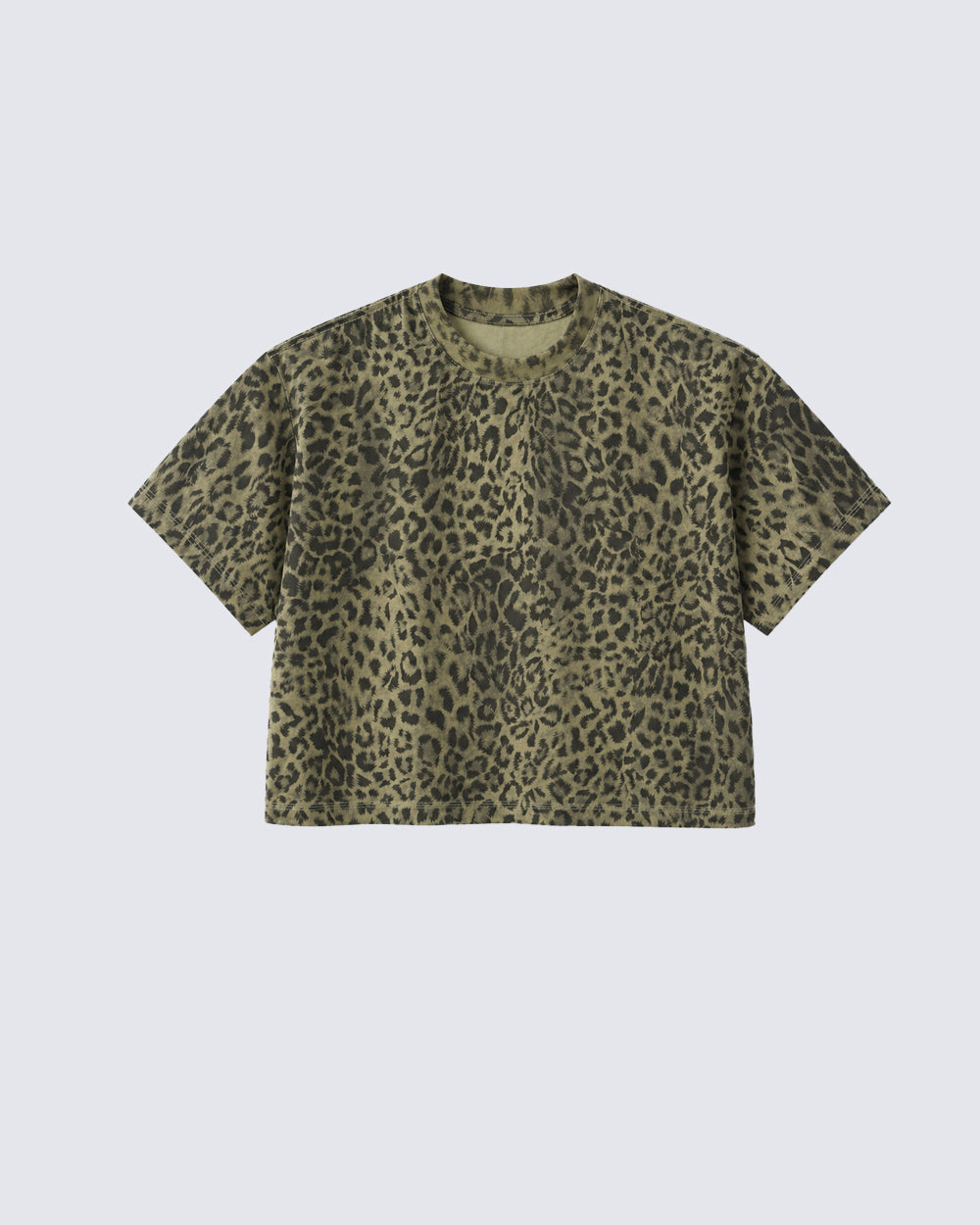 Vintage Leopard Print Crop Casual Tee