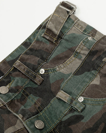 Camouflage Cargo Pants with Double Waist