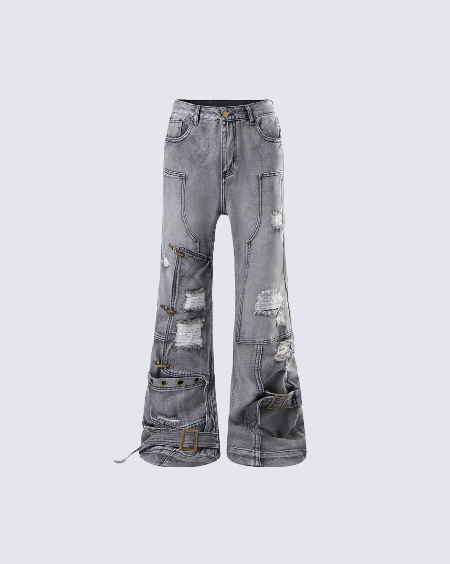 Niche Light-Asian Deconstructed Flared Jeans – VELTA™