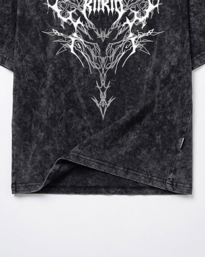 Retro Personality Washed Skull Print T-Shirt